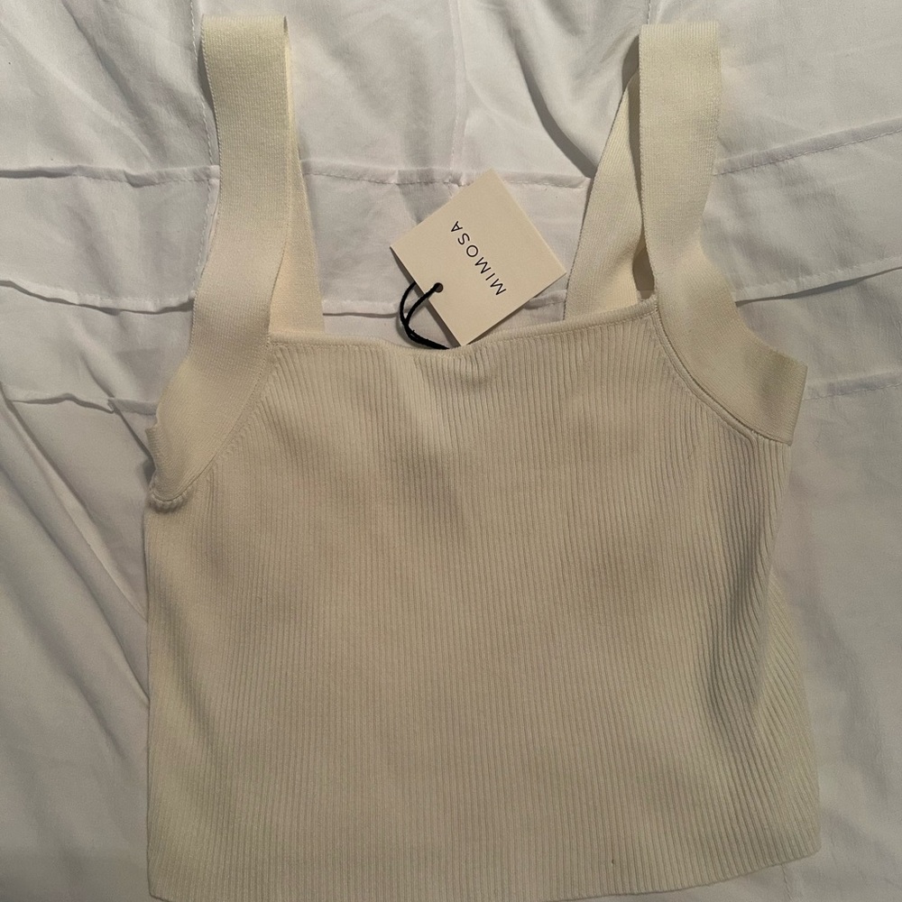 Women’s Cream Fitted Crop Tank Top